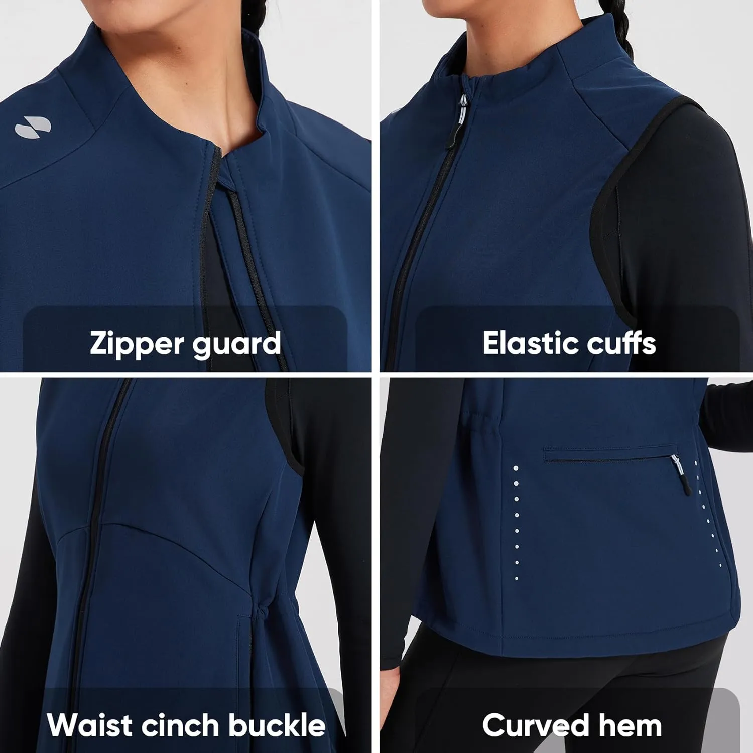 HOTSUIT Womens Lightweight Vest with 5 Pockets Windproof Sleeveless Jacket for Hiking Golf Vest, Black, M