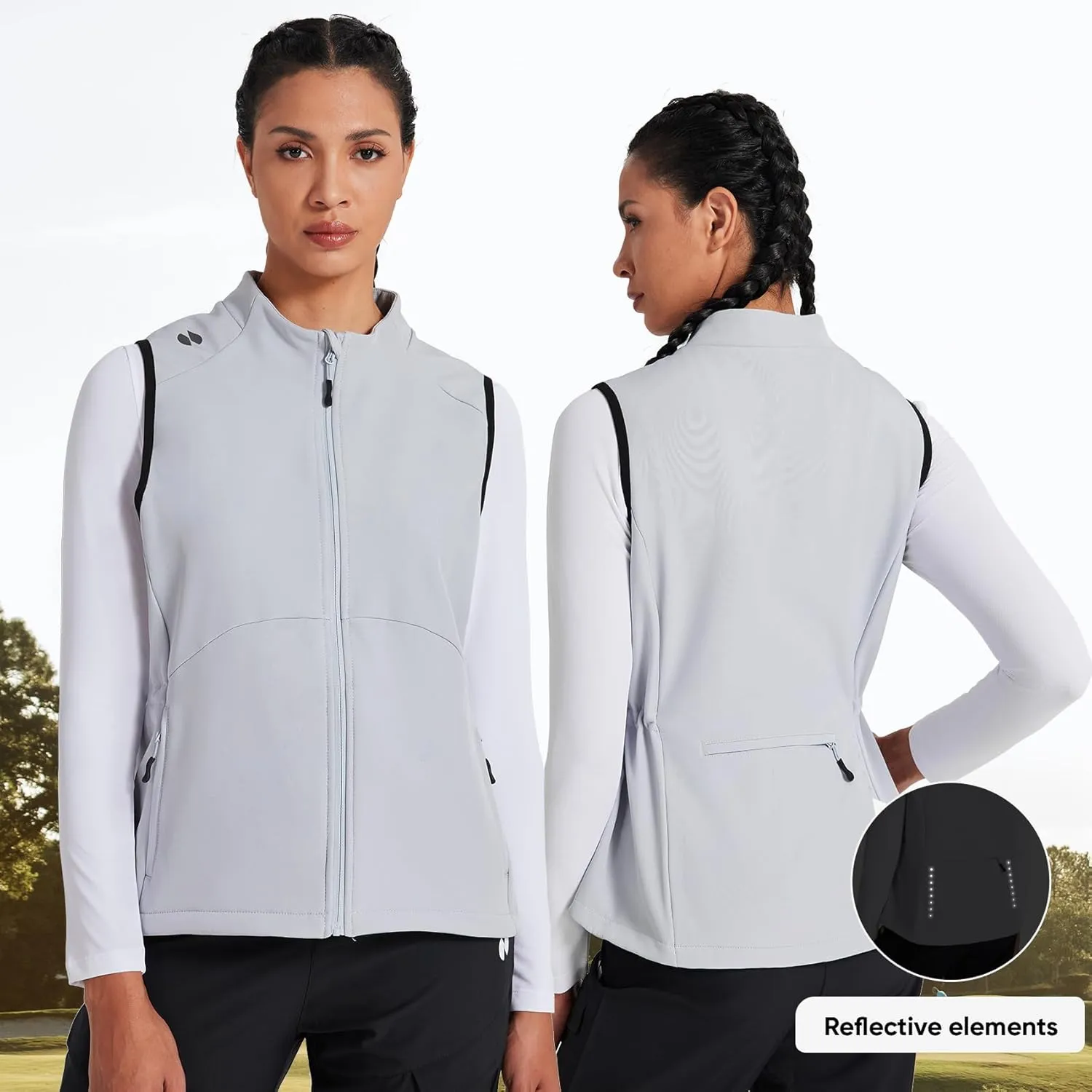 HOTSUIT Womens Lightweight Vest with 5 Pockets Windproof Sleeveless Jacket for Hiking Golf Vest, Black, M