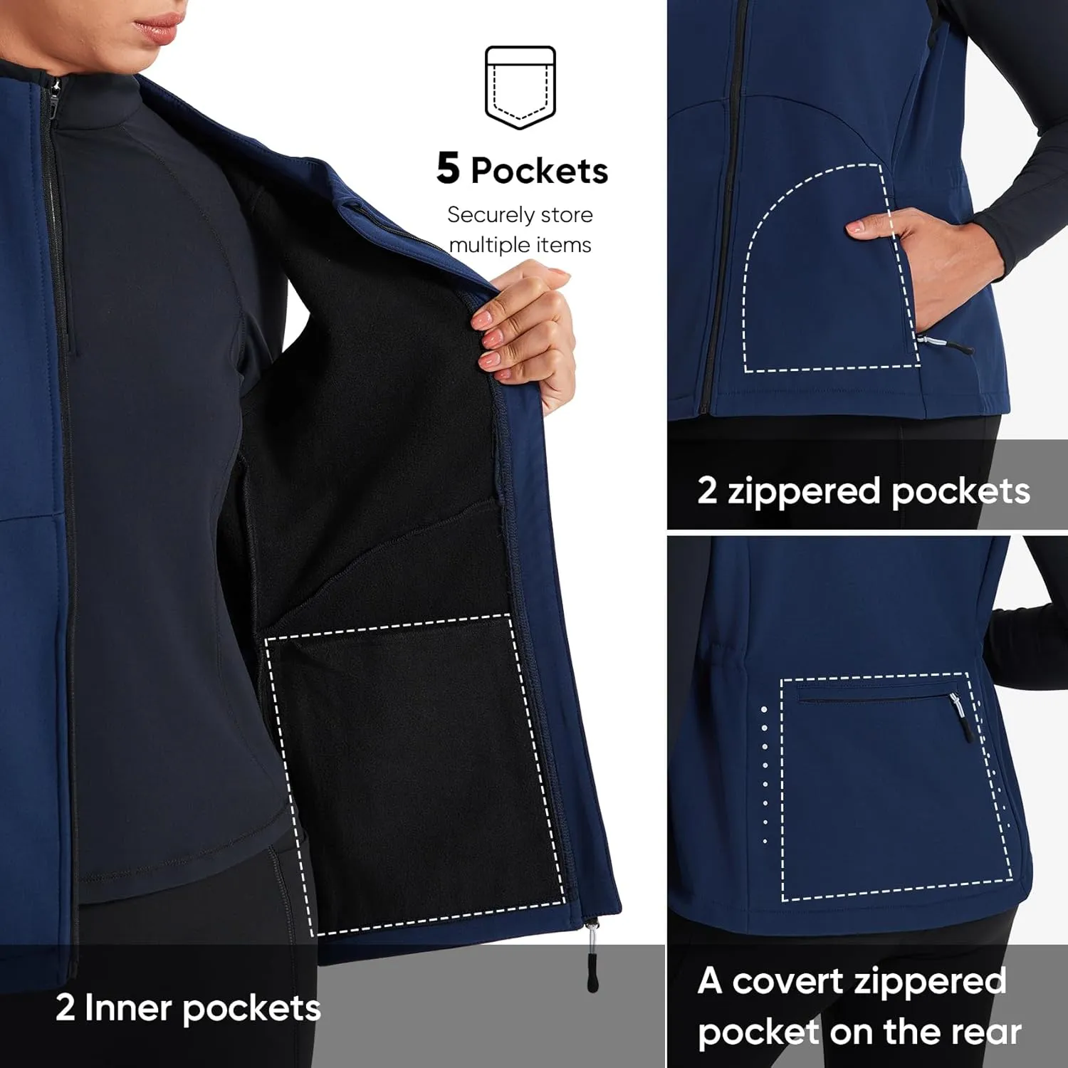 HOTSUIT Womens Lightweight Vest with 5 Pockets Windproof Sleeveless Jacket for Hiking Golf Vest, Black, M