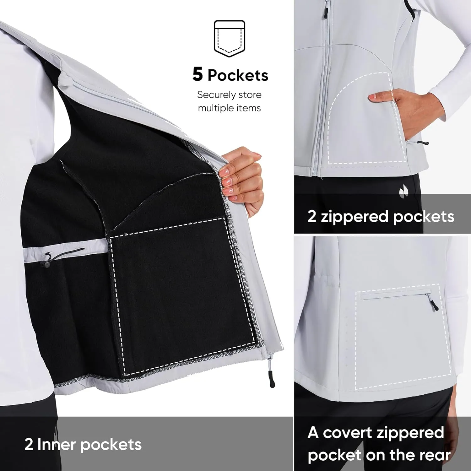 HOTSUIT Womens Lightweight Vest with 5 Pockets Windproof Sleeveless Jacket for Hiking Golf Vest, Black, M
