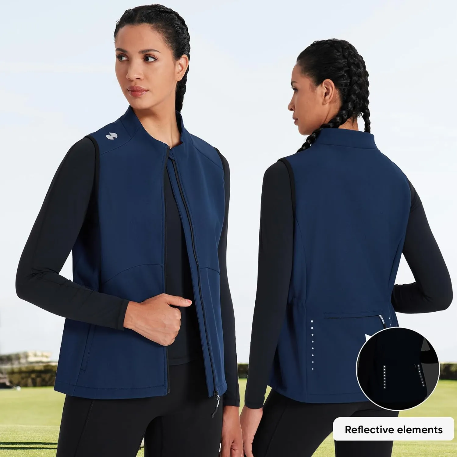 HOTSUIT Womens Lightweight Vest with 5 Pockets Windproof Sleeveless Jacket for Hiking Golf Vest, Black, M