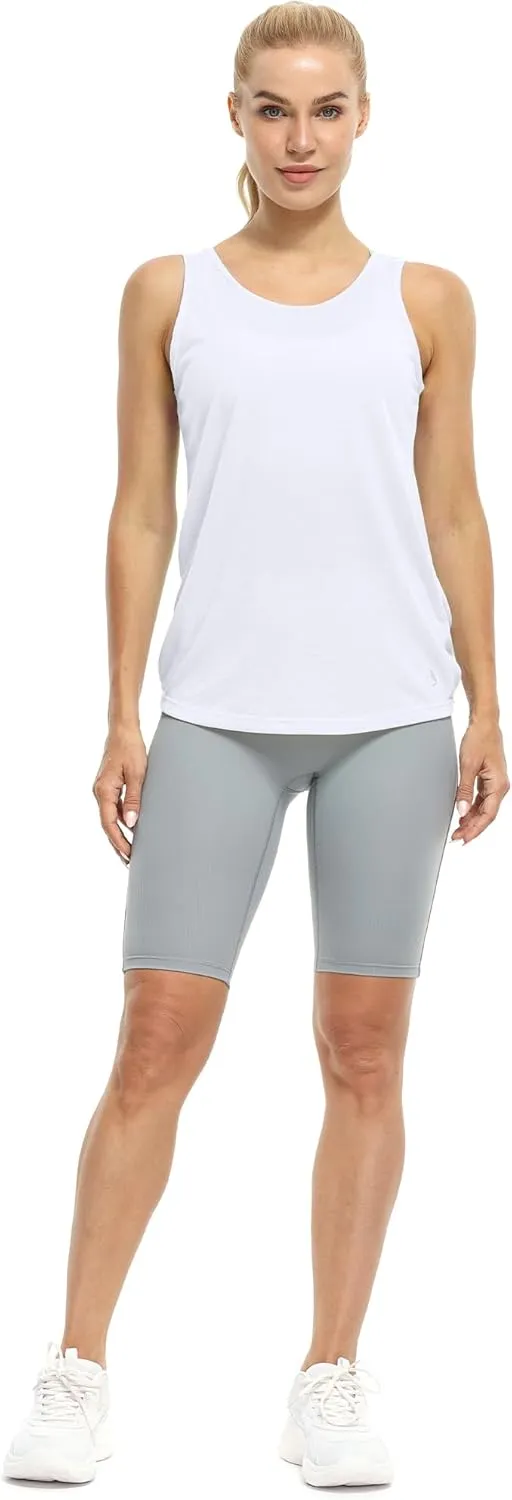 icyzone Women's Open Back High Neck Workout Athletic Gym Tank Tops