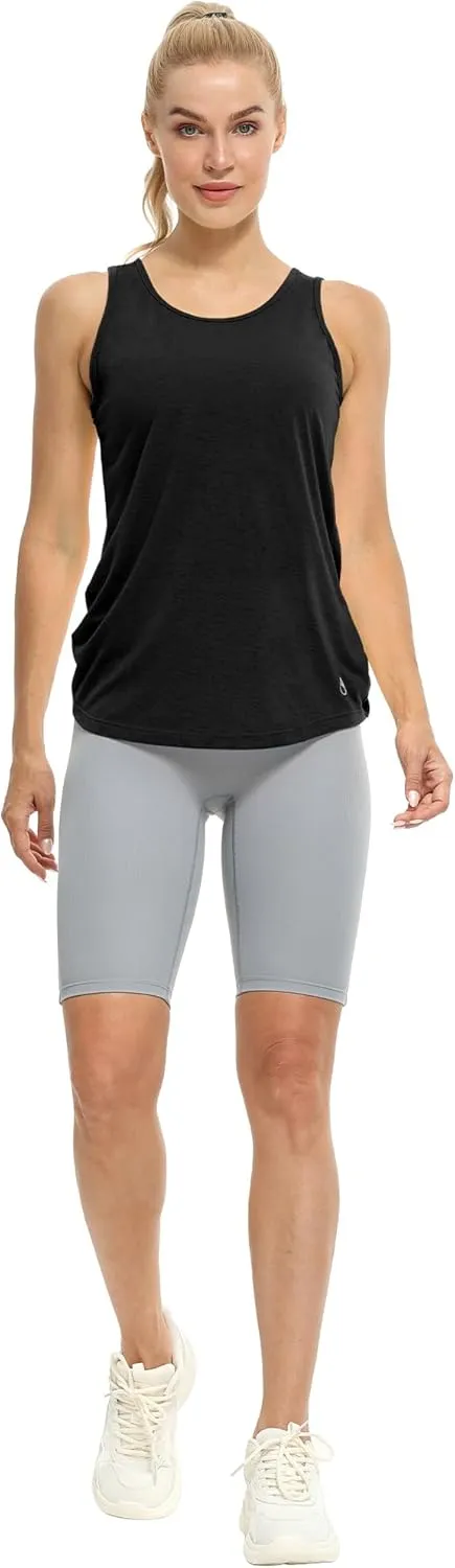 icyzone Women's Open Back High Neck Workout Athletic Gym Tank Tops