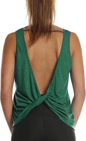 icyzone Women's Open Back High Neck Workout Athletic Gym Tank Tops