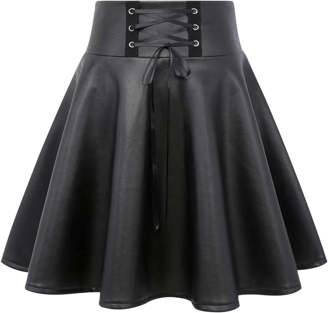 IDEALSANXUN Gothic Plaid Mini Skirts for Women Short High Waist Plaid Skirts