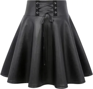IDEALSANXUN Gothic Plaid Mini Skirts for Women Short High Waist Plaid Skirts