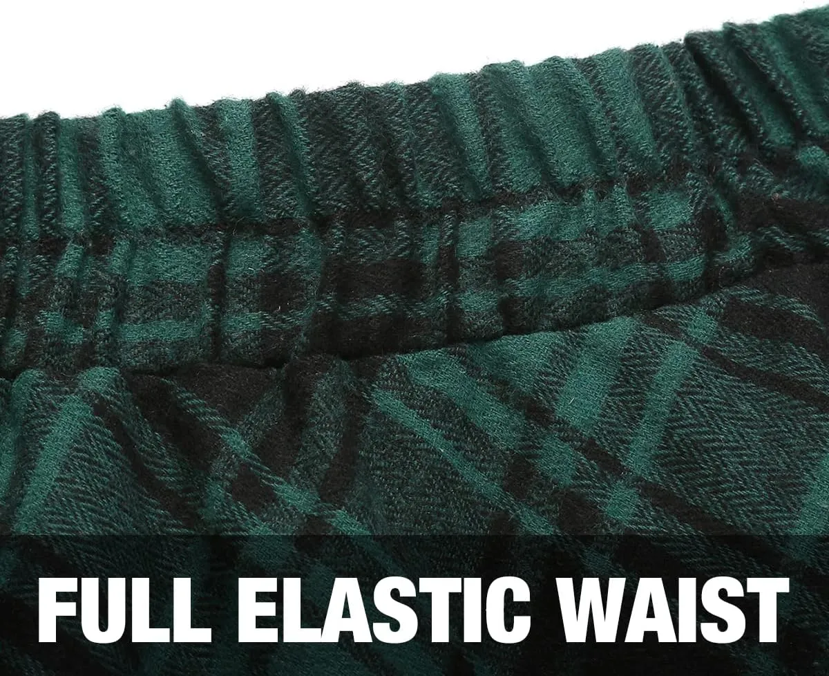 IDEALSANXUN Womens Plaid Skirt Elastic Waist A-line Midi Pleated Skirts