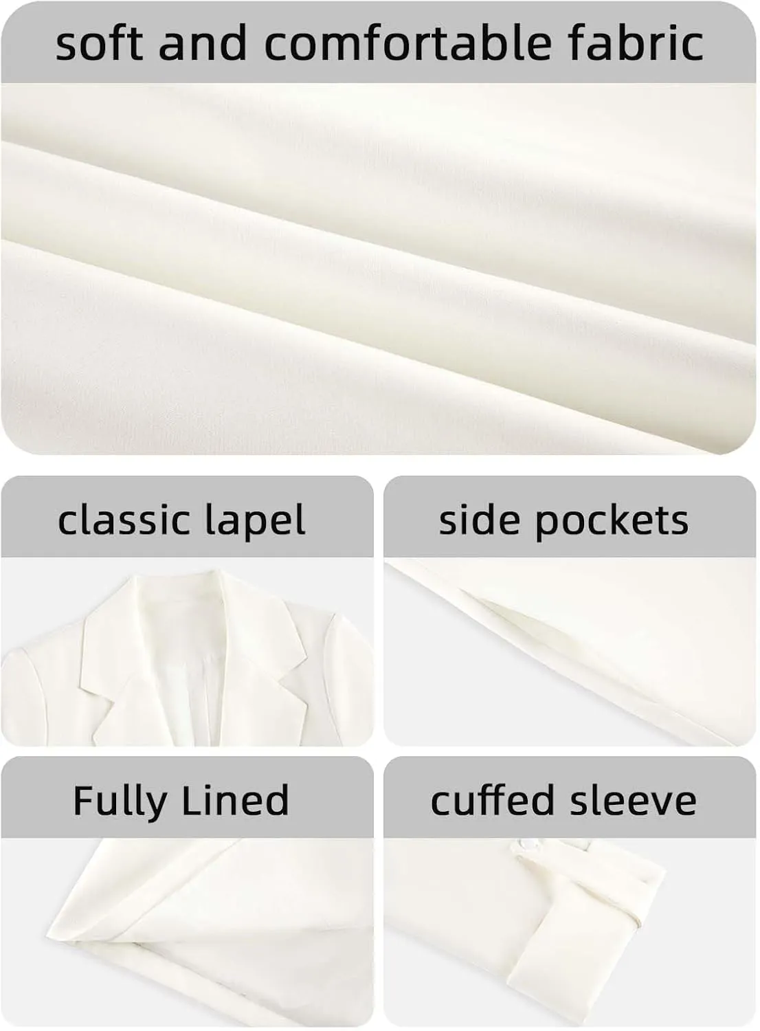 Imily Bela Womens Casual Blazers Long Sleeve Lapel Open Front Work Office Jacket with Pockets
