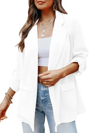 Imily Bela Womens Casual Blazers Long Sleeve Lapel Open Front Work Office Jacket with Pockets