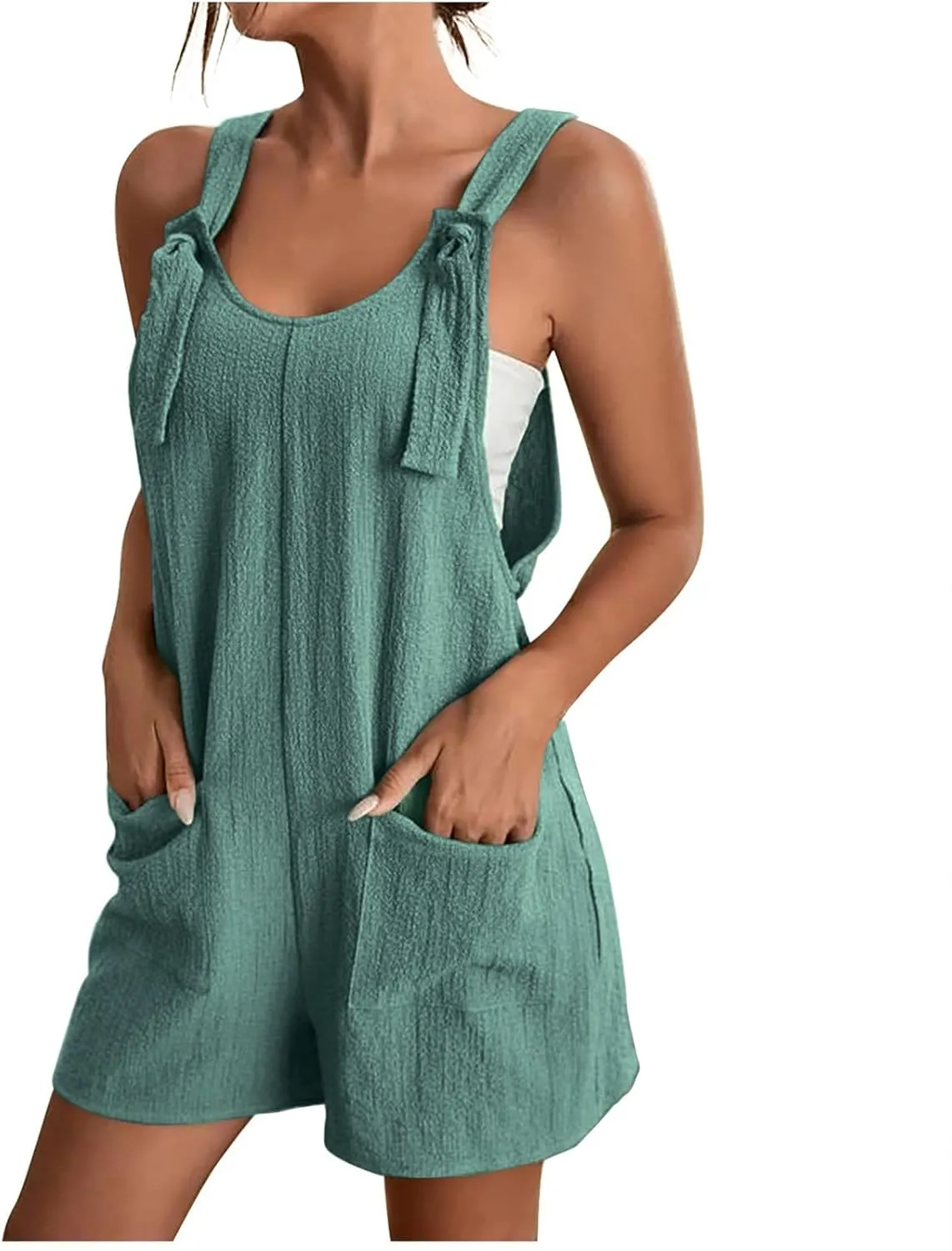 jsaierl Beach Pants for Women Casual Flowy Wide Leg Pant Drawstring Elastic Waist Palazzo Pant 2025 Summer Cotton Linen Pants