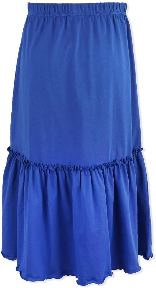 KIDNATION Girls Cotton Maxi Skirts Casual Ruffles Skirt with Pockets Soft Elastic Waist Skirt for Tutu Dance Sport 4-12 Years