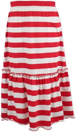 KIDNATION Girls Cotton Maxi Skirts Casual Ruffles Skirt with Pockets Soft Elastic Waist Skirt for Tutu Dance Sport 4-12 Years