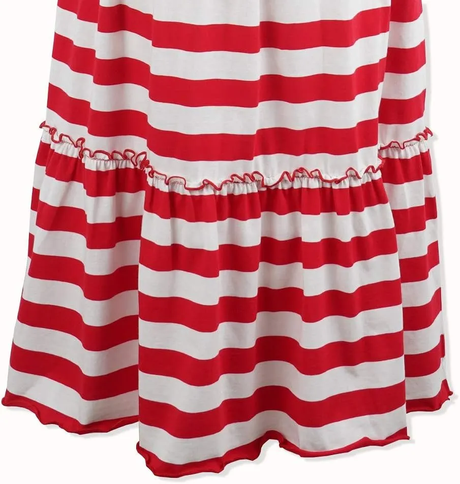 KIDNATION Girls Cotton Maxi Skirts Casual Ruffles Skirt with Pockets Soft Elastic Waist Skirt for Tutu Dance Sport 4-12 Years