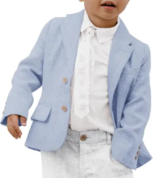 Kingdenergy Kids Boys Blazers Casual 2 Buttons Front Notched Lapel Suit Jackets School Uniform