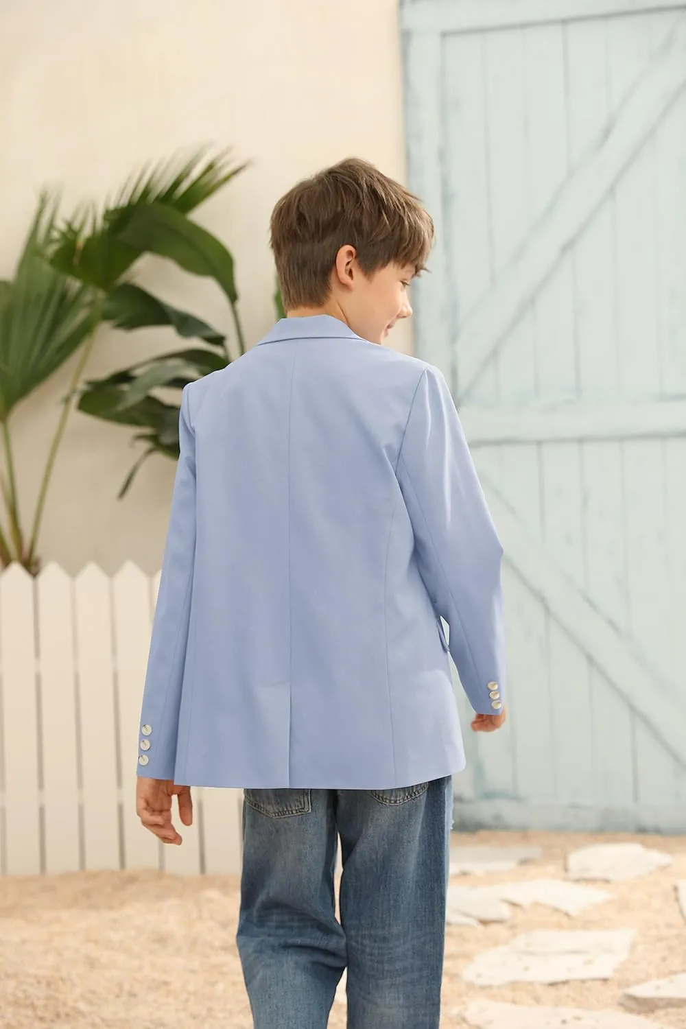 Kingdenergy Kids Boys Blazers Casual 2 Buttons Front Notched Lapel Suit Jackets School Uniform