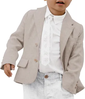 Kingdenergy Kids Boys Blazers Casual 2 Buttons Front Notched Lapel Suit Jackets School Uniform