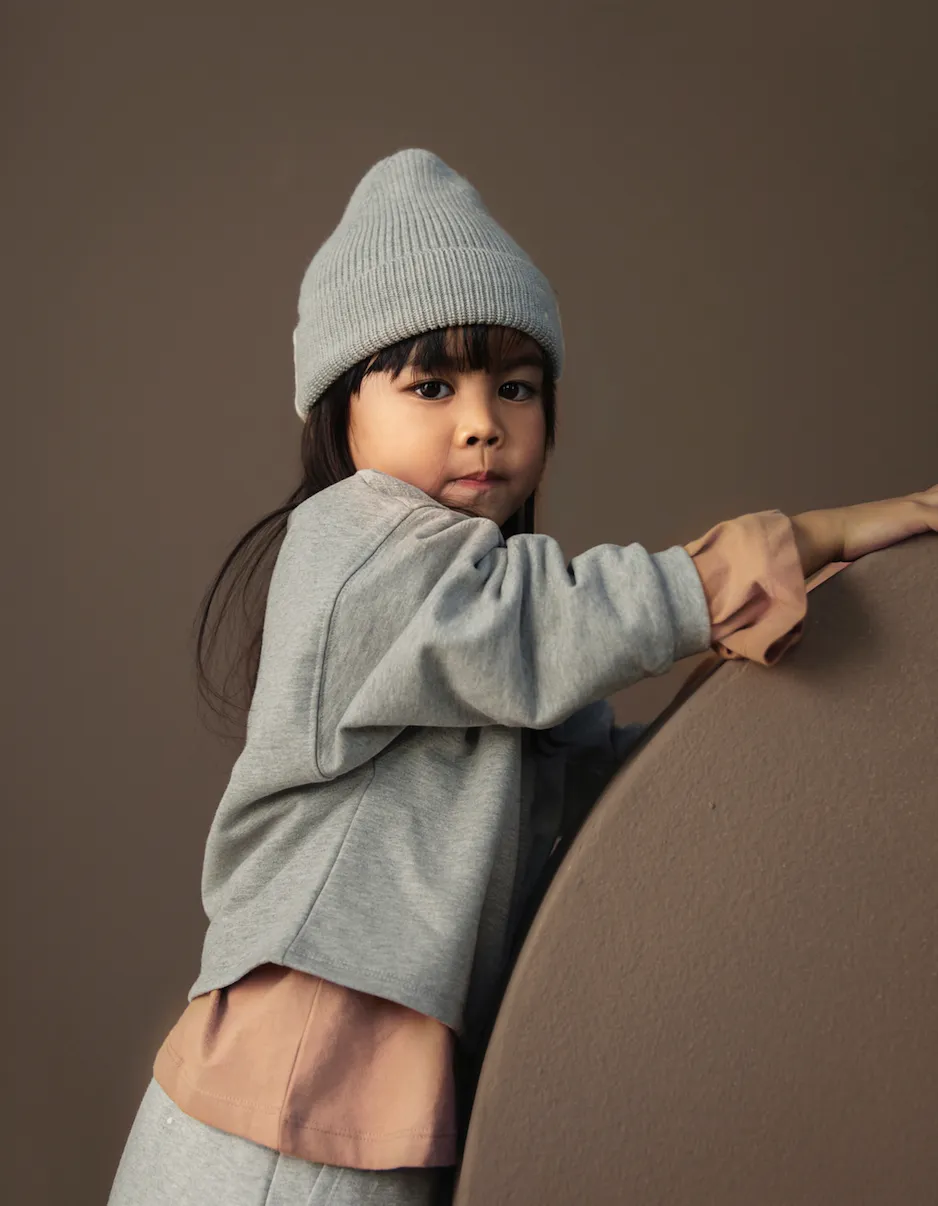 Knitted Beanie, Grey Melange
