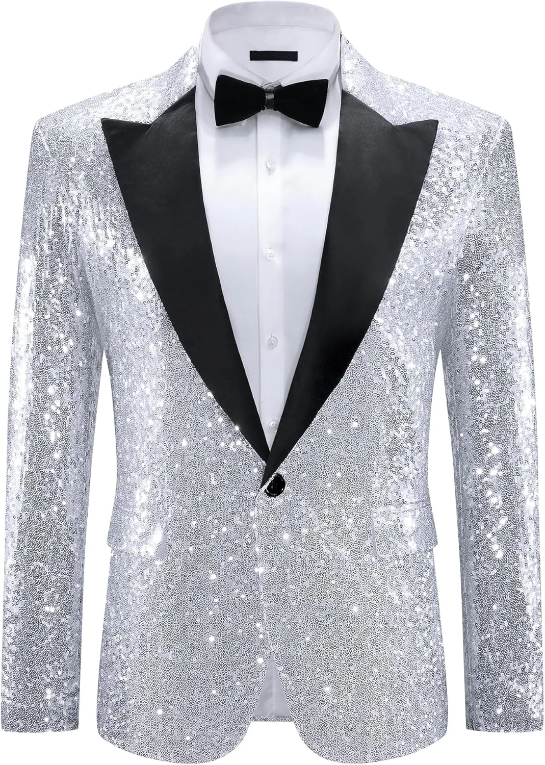 Lars Amadeus Sequin Blazers for Men's Peak Lapel Glitter Sport Coat Wedding Sparkly Suit Jacket