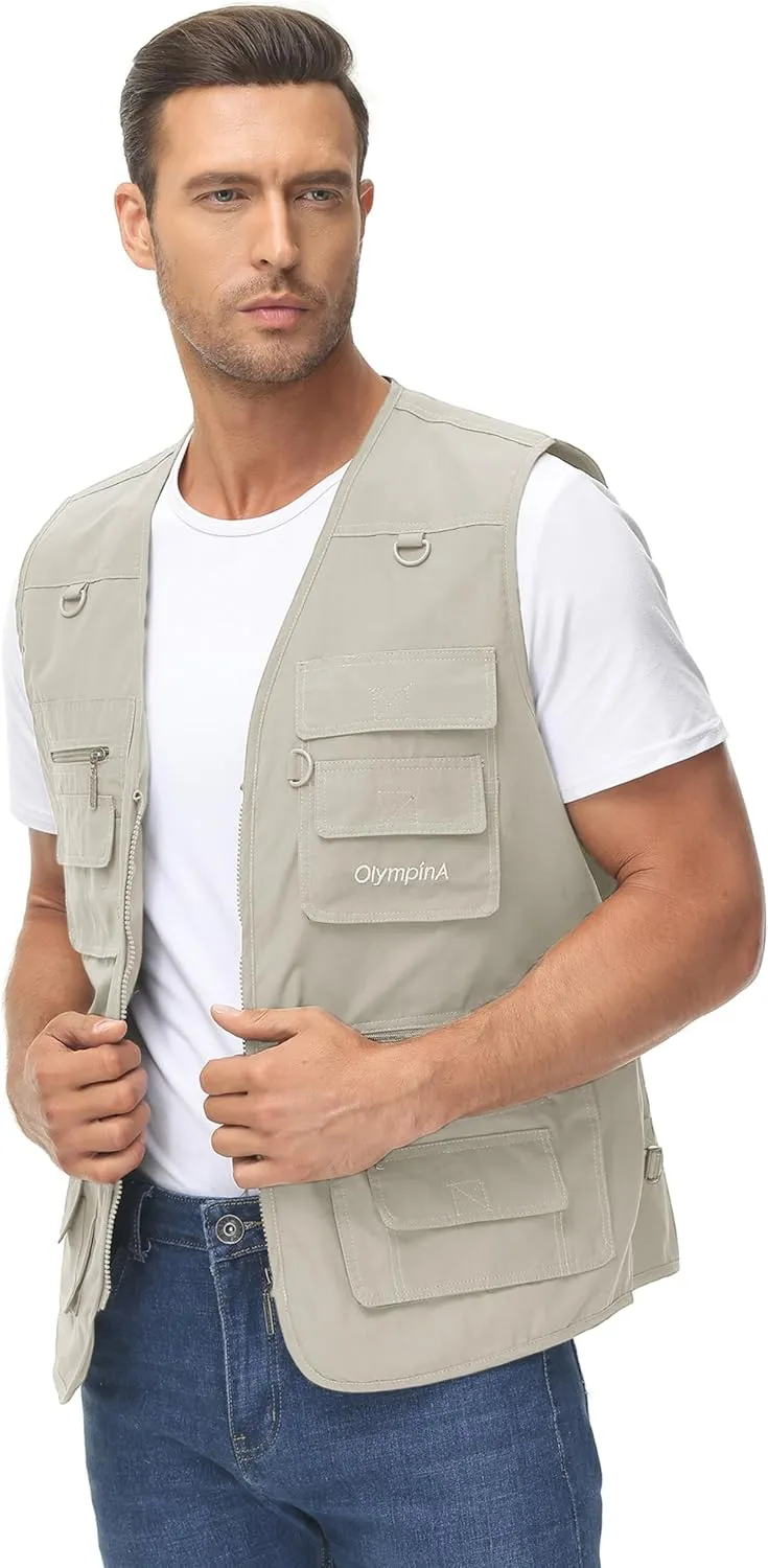 Lentta Men's Fishing Vest Summer Outdoor Lightweight Work Photo Vest 16 Pockets