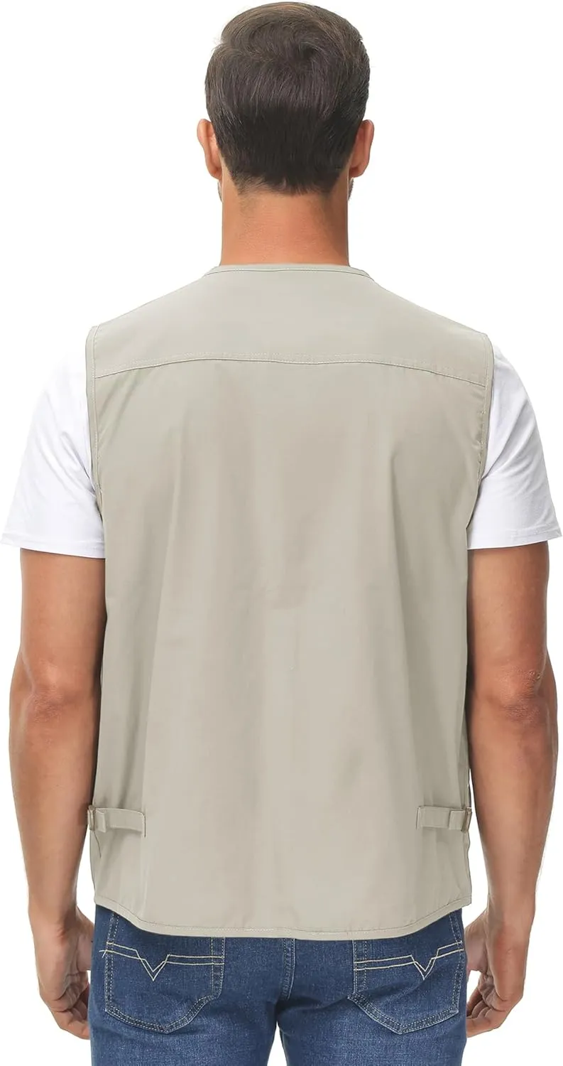 Lentta Men's Fishing Vest Summer Outdoor Lightweight Work Photo Vest 16 Pockets