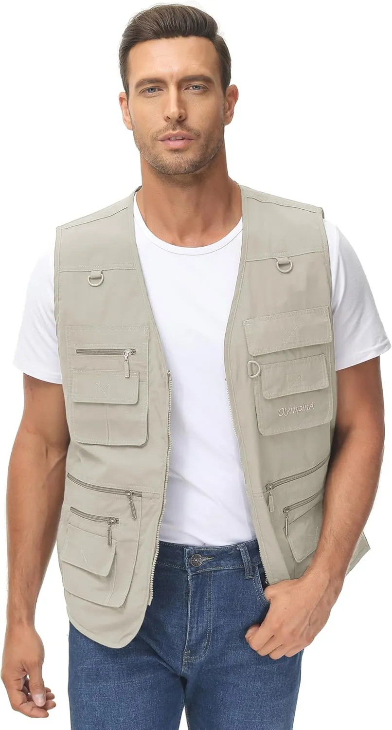 Lentta Men's Fishing Vest Summer Outdoor Lightweight Work Photo Vest 16 Pockets