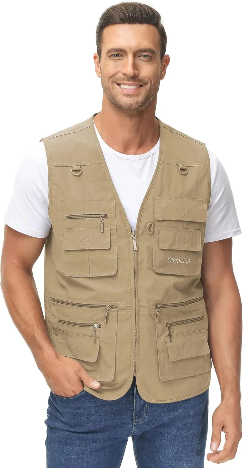 Lentta Men's Fishing Vest Summer Outdoor Lightweight Work Photo Vest 16 Pockets