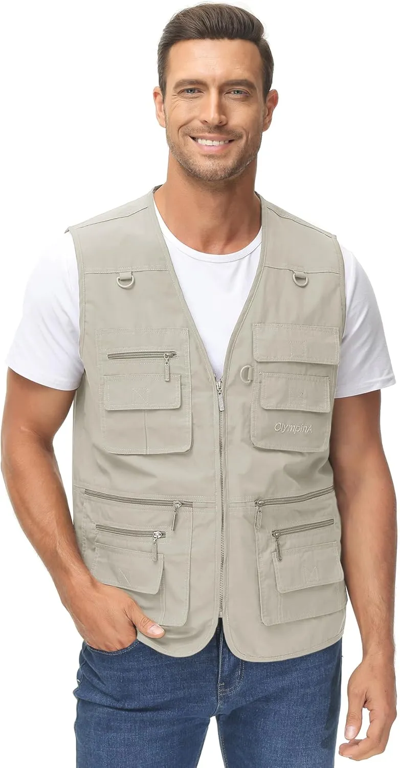 Lentta Men's Fishing Vest Summer Outdoor Lightweight Work Photo Vest 16 Pockets