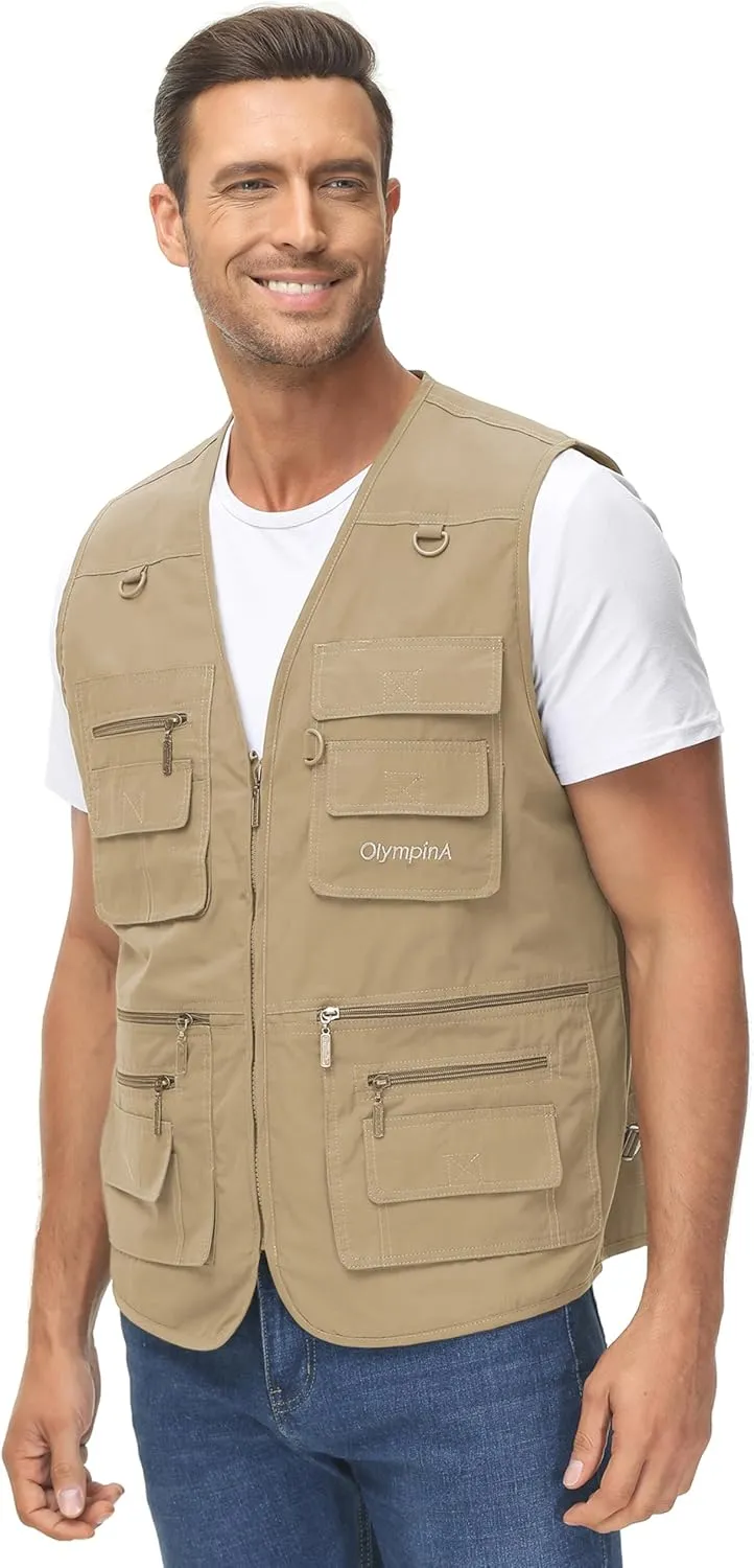 Lentta Men's Fishing Vest Summer Outdoor Lightweight Work Photo Vest 16 Pockets