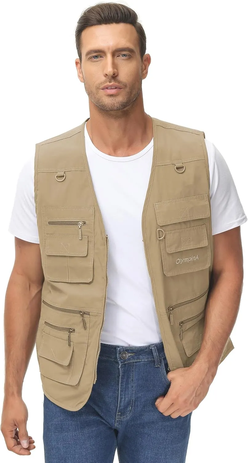 Lentta Men's Fishing Vest Summer Outdoor Lightweight Work Photo Vest 16 Pockets