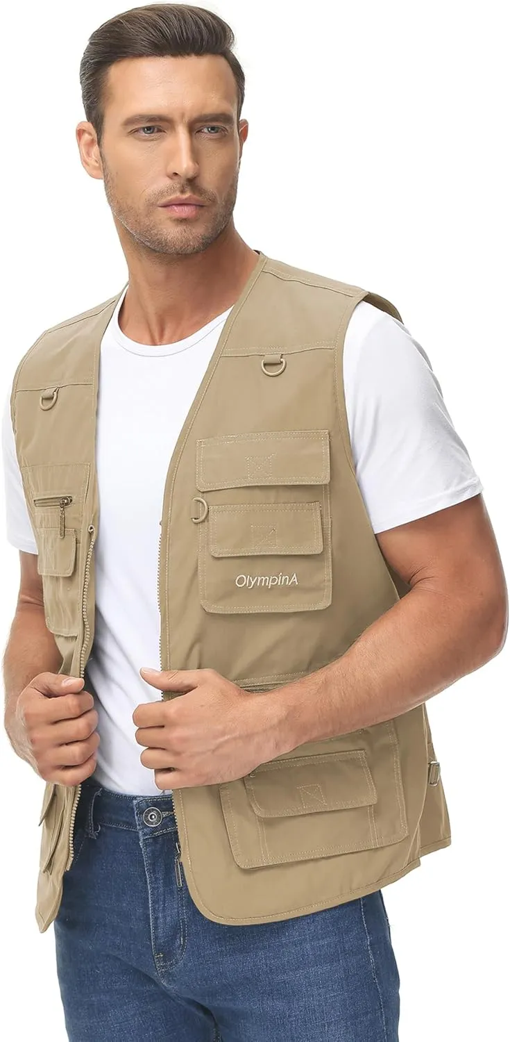 Lentta Men's Fishing Vest Summer Outdoor Lightweight Work Photo Vest 16 Pockets