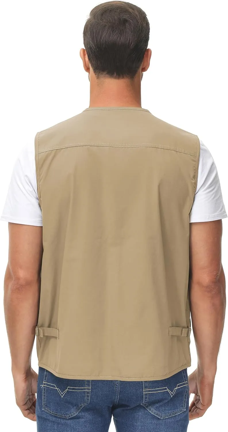 Lentta Men's Fishing Vest Summer Outdoor Lightweight Work Photo Vest 16 Pockets