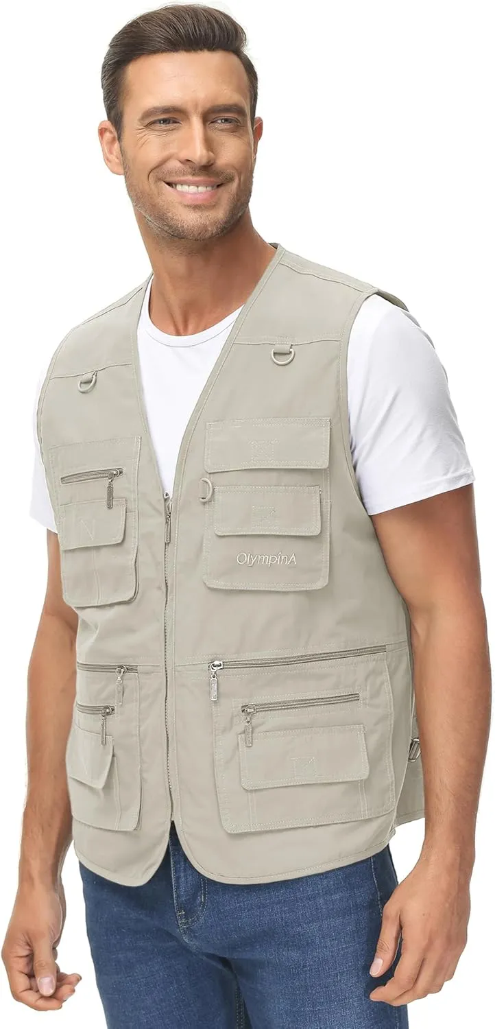 Lentta Men's Fishing Vest Summer Outdoor Lightweight Work Photo Vest 16 Pockets