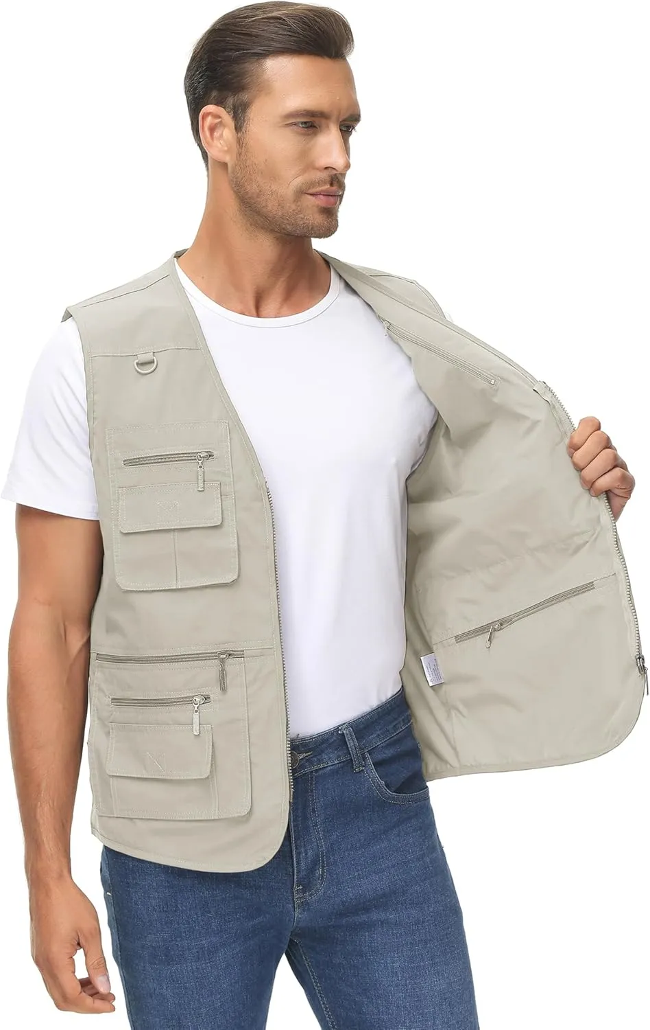 Lentta Men's Fishing Vest Summer Outdoor Lightweight Work Photo Vest 16 Pockets