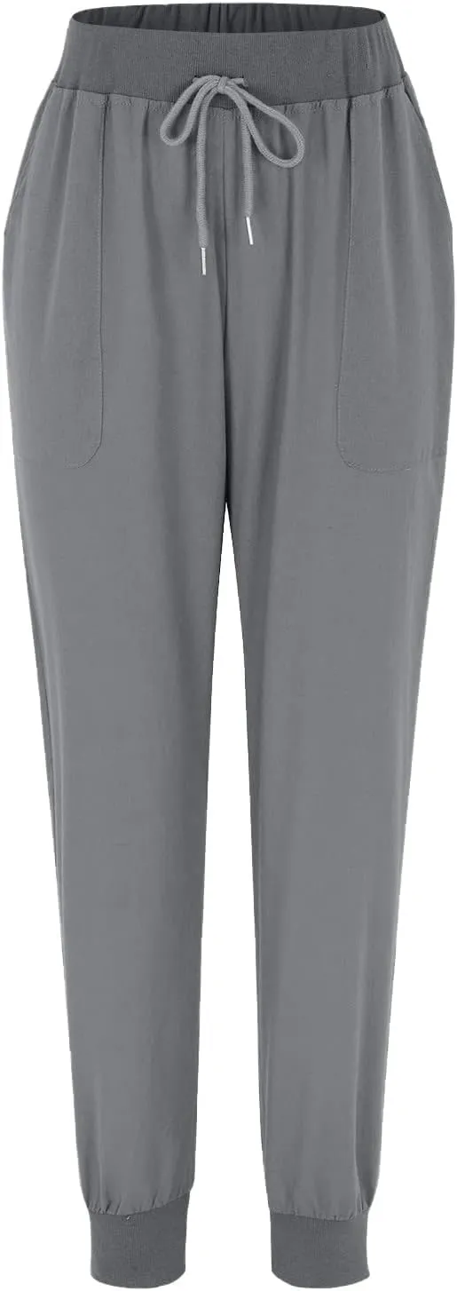 Linen Blend Pants for Women Plus Size Skinny Leg Trousers Elastic Waist Drawstring Pants Loose Fit Summer Pants