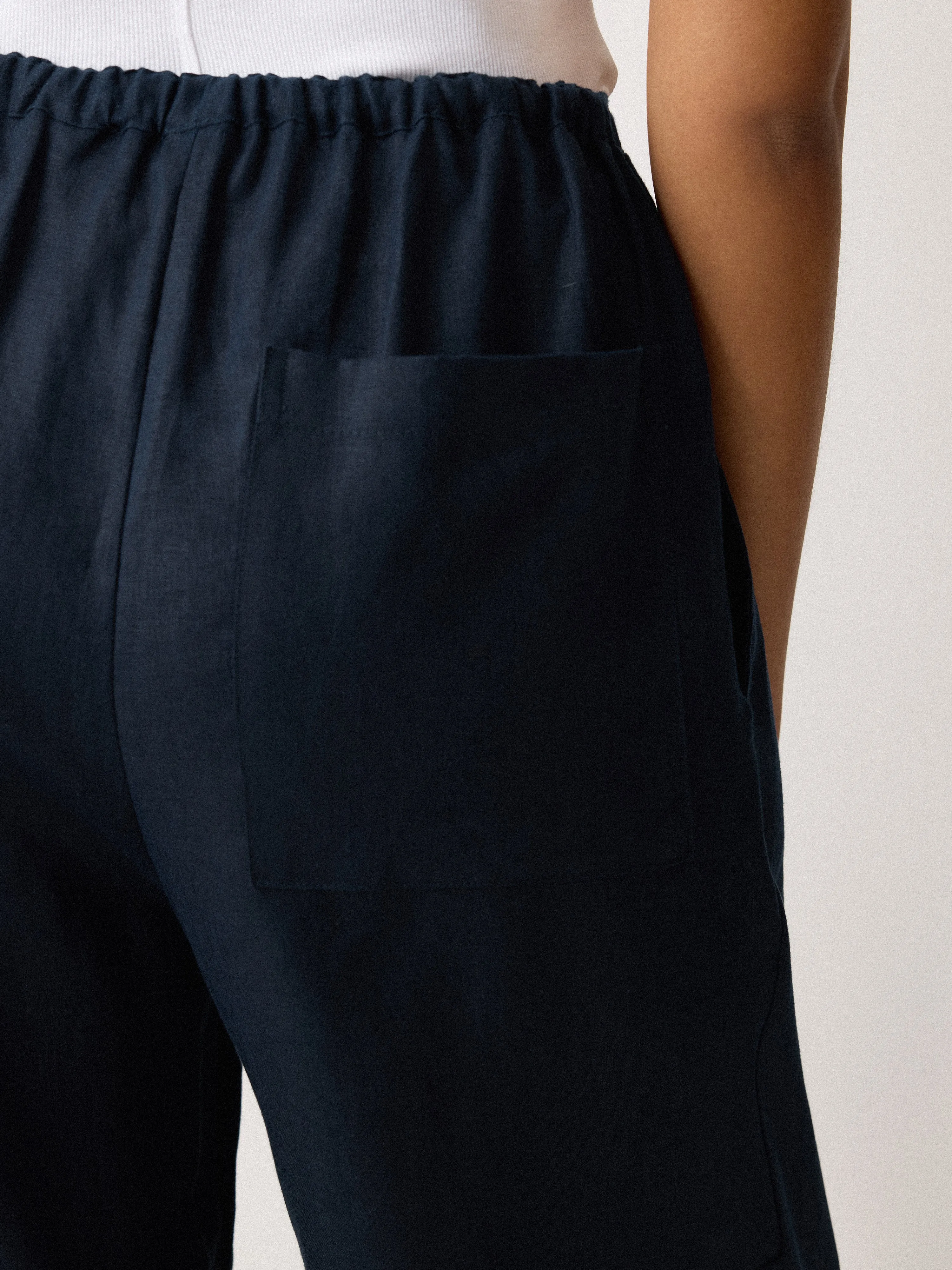 Linen Drawstring Trouser | Navy