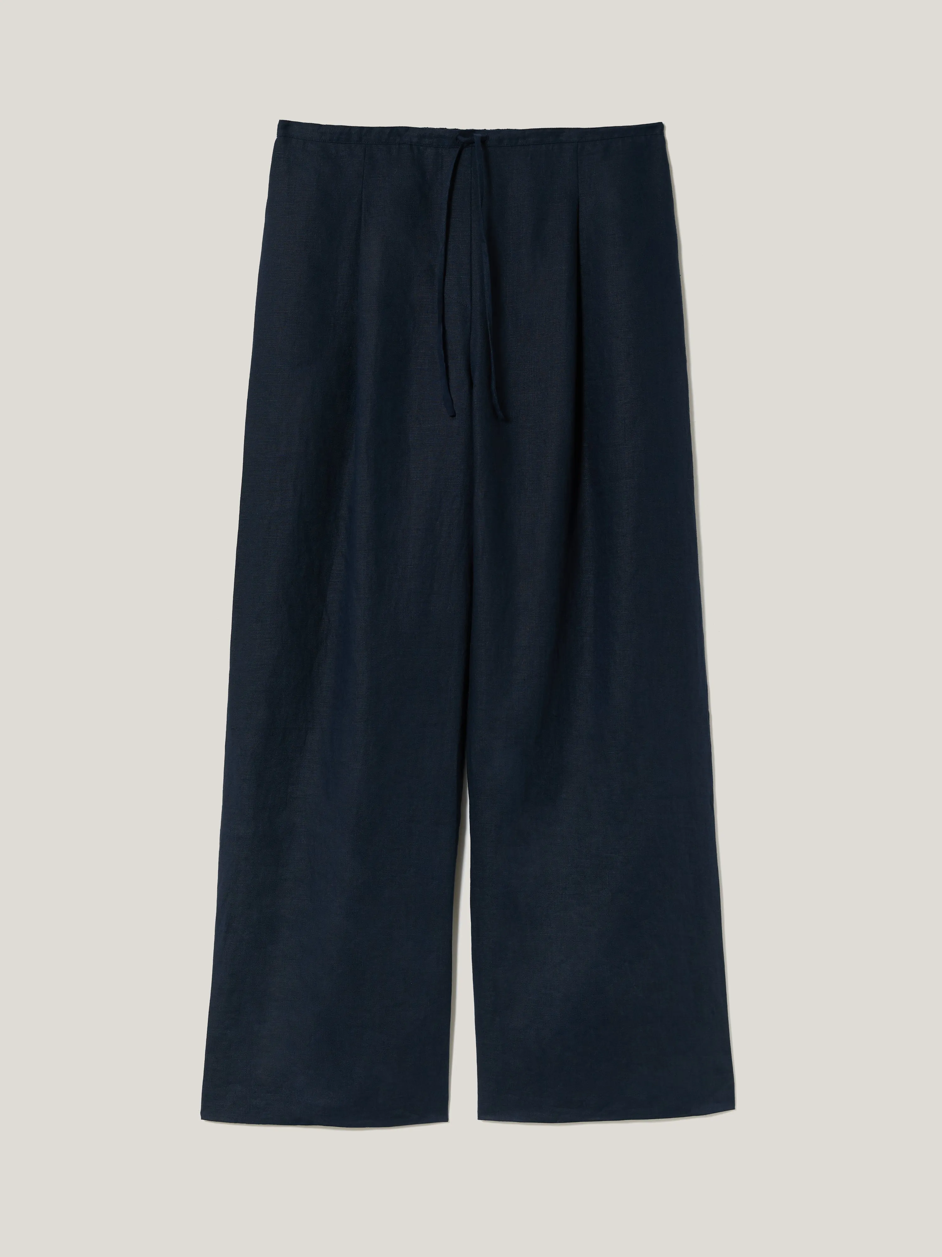 Linen Drawstring Trouser | Navy
