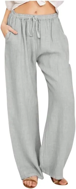 Linen Pants Women Casual Linen High Waist Pant Loose Fit Summer Pants Trousers Cotton Linen Palazzo Pants with Pockets