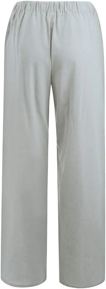 Linen Pants Women Casual Linen High Waist Pant Loose Fit Summer Pants Trousers Cotton Linen Palazzo Pants with Pockets
