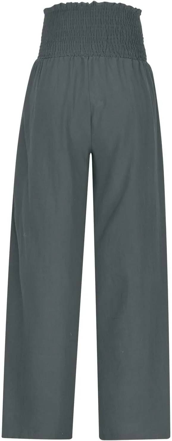 Lmdudan Tummy Control Cotton Linen Pants for Women High Waisted Lounge Pants Casual Wide Leg Trouser Sweatpants with Pockets