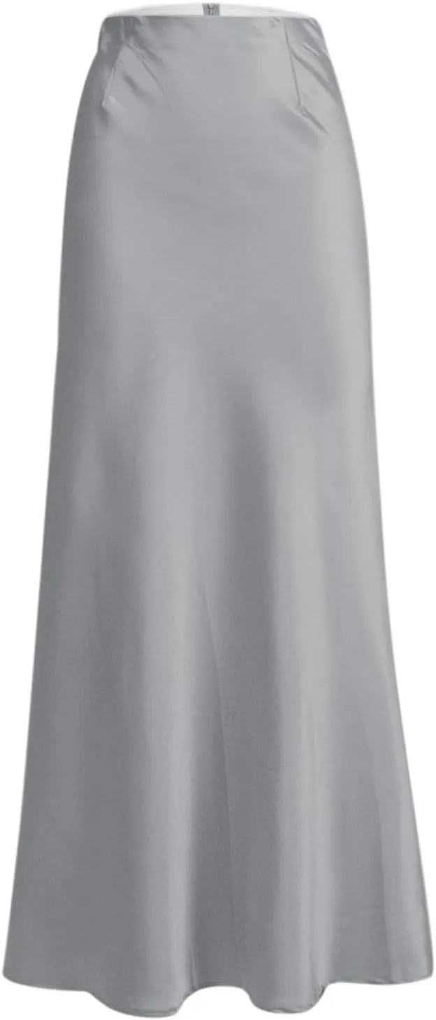 Long Pencil Skirts for Women Spring Silk Satin Maxi Skirt Strenchy Elegant Bodycon Fishtail Skirts for Cocktail Party Holiday