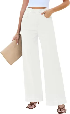 LookbookStore Wide Leg Jeans for Women Trendy High Waisted Trousers Stretchy Baggy Denim Pants