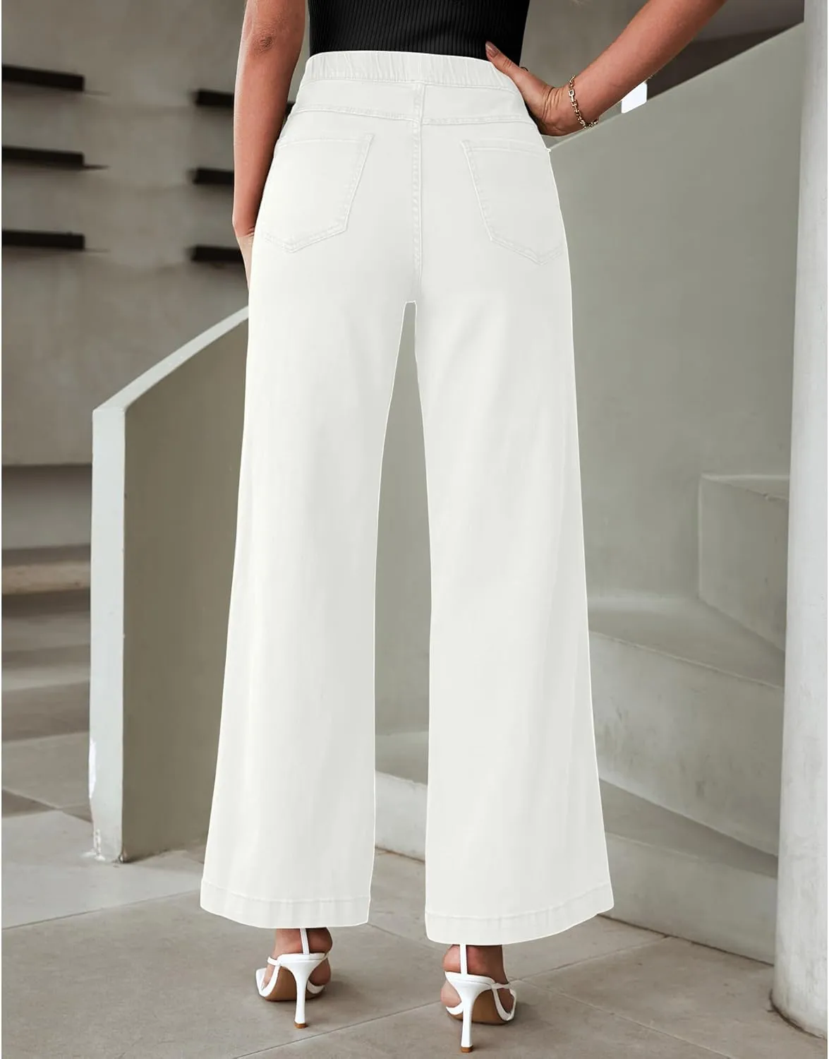 LookbookStore Wide Leg Jeans for Women Trendy High Waisted Trousers Stretchy Baggy Denim Pants