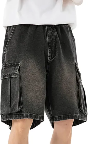 Mens Baggy Denim Jorts Y2K Vintage Loose Fit Hip Hop Jean Shorts Casual Short Jeans Streetwear