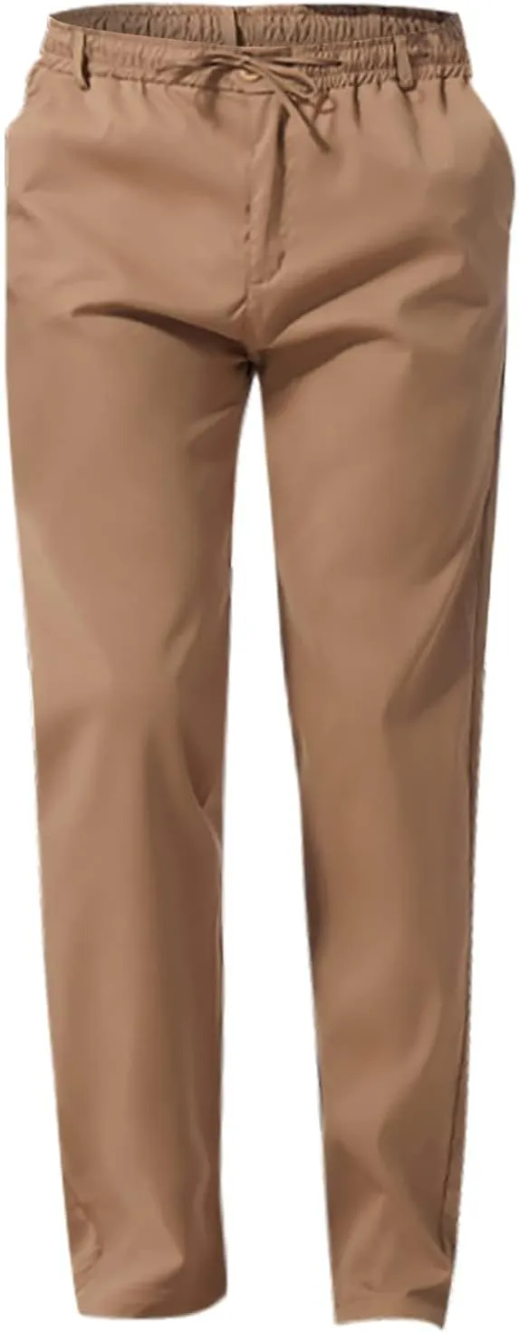 Men's Casual Linen Pants Cotton Drawstring Chino Hiking Pants Summer Yoga Beach Pants Lightweight Trousers for Men