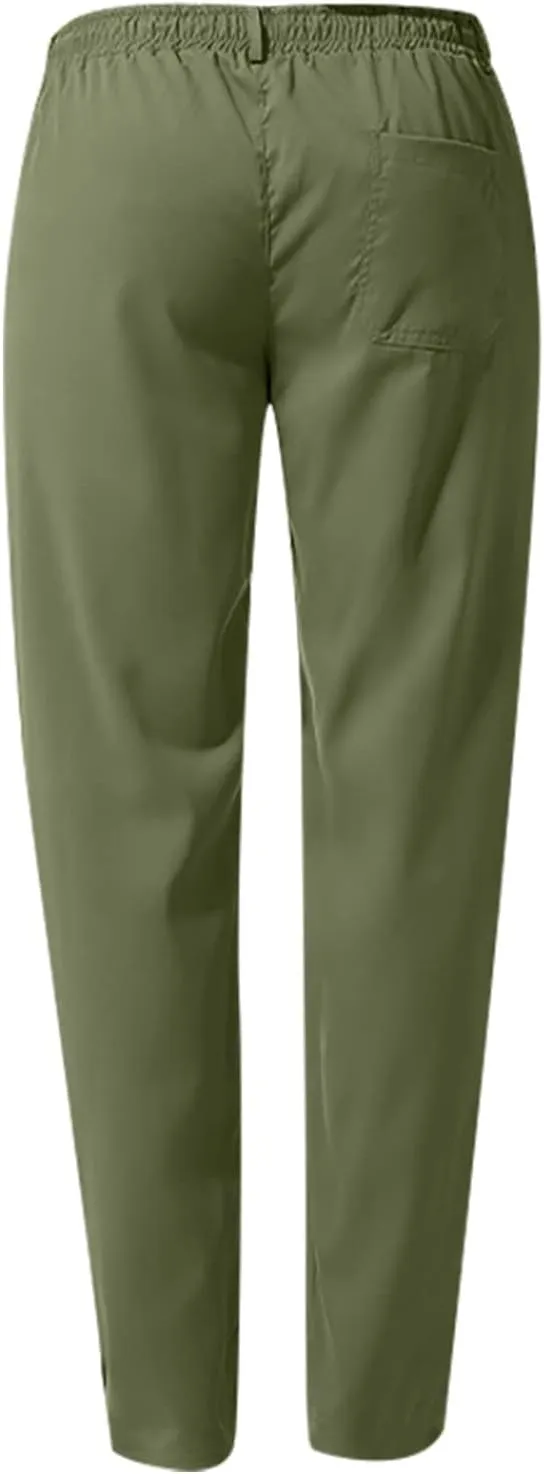 Men's Casual Linen Pants Cotton Drawstring Chino Hiking Pants Summer Yoga Beach Pants Lightweight Trousers for Men