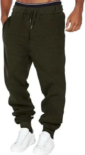 Mens Sweatpants with Pockets Big and Tall Athletic Drawstring Cargo Pants Hiking Outdoor Twill Track Jogging Sweatpants