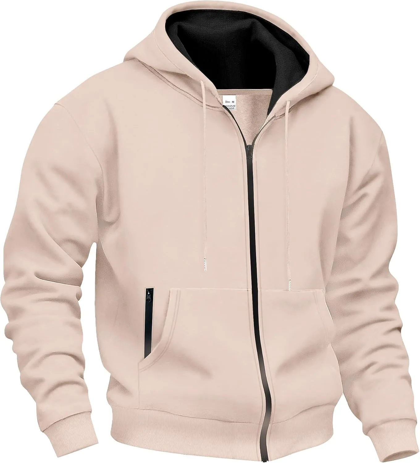 Mens Zip Up Hooded Sweatshirt Long Sleeve Casual Full-Zip Sweatshirt with Kanga Pockets