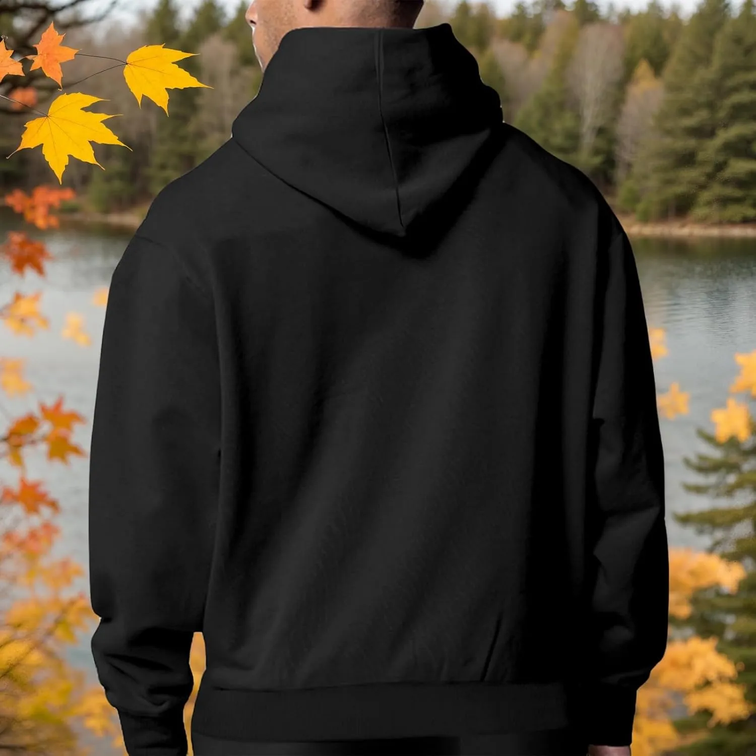 Mens Zip Up Hooded Sweatshirt Long Sleeve Casual Full-Zip Sweatshirt with Kanga Pockets