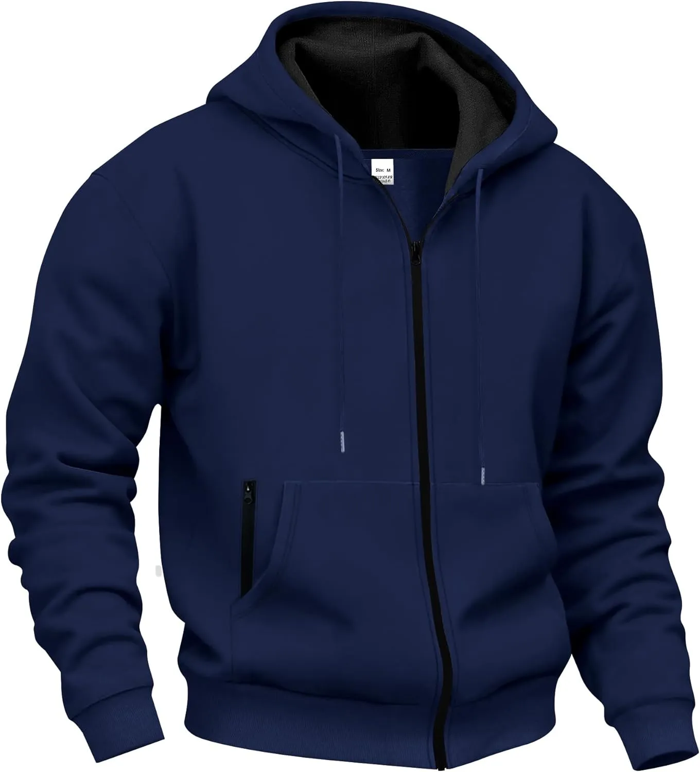 Mens Zip Up Hooded Sweatshirt Long Sleeve Casual Full-Zip Sweatshirt with Kanga Pockets