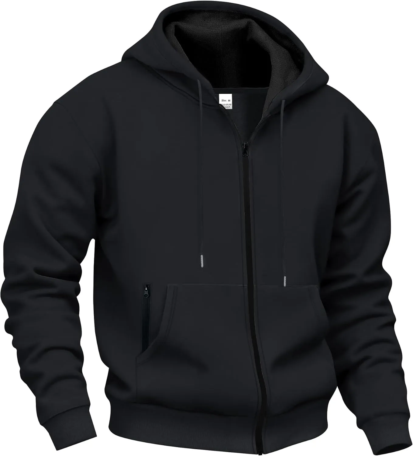 Mens Zip Up Hooded Sweatshirt Long Sleeve Casual Full-Zip Sweatshirt with Kanga Pockets